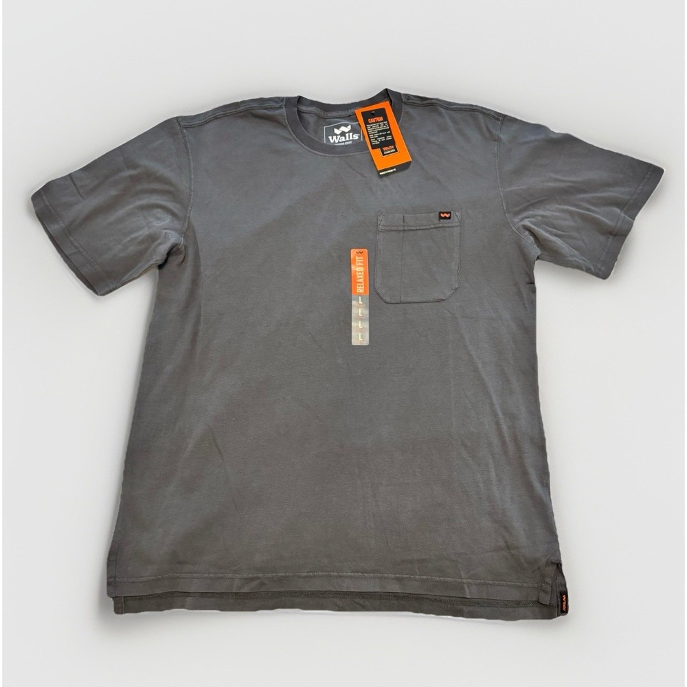 Walls Outdoor Goods men's Gray 100% cotton pocket t‎ shirt Large Workwear Casual